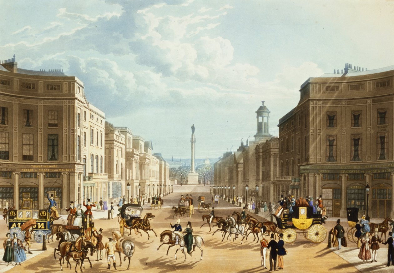 Aşağı Regent Caddesi, pub. Ackermann, c.1835 (ayrıca bkz. 192750) by Thomas Hosmer Shepherd
