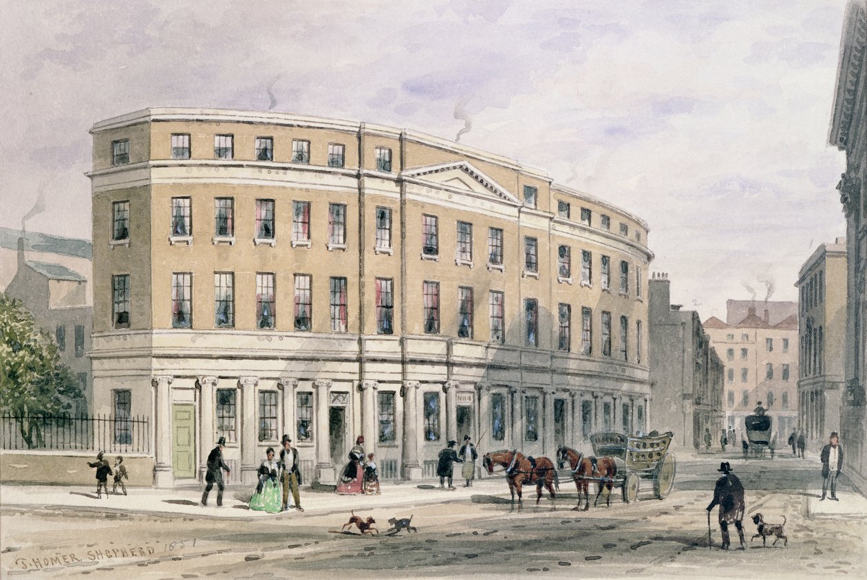 Gresham St Girişinde Yeni Evler, 1851 by Thomas Hosmer Shepherd