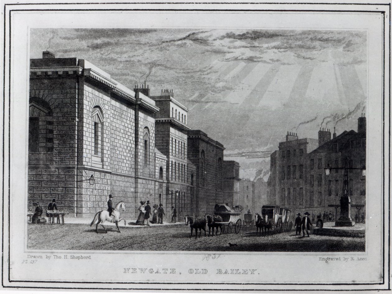 Newgate prison and the Old Bailey, engraved by Robert Acon, 1831  by Thomas Hosmer Shepherd