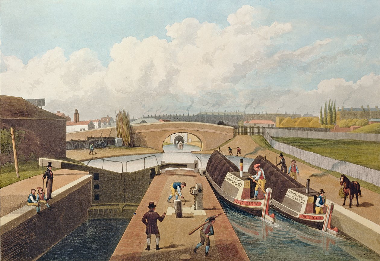 Regent Kanalı, Islington Tünelinin Doğu Girişi, c.1827, John Cleghorn (aquatint) tarafından oyulmuş by Thomas Hosmer Shepherd