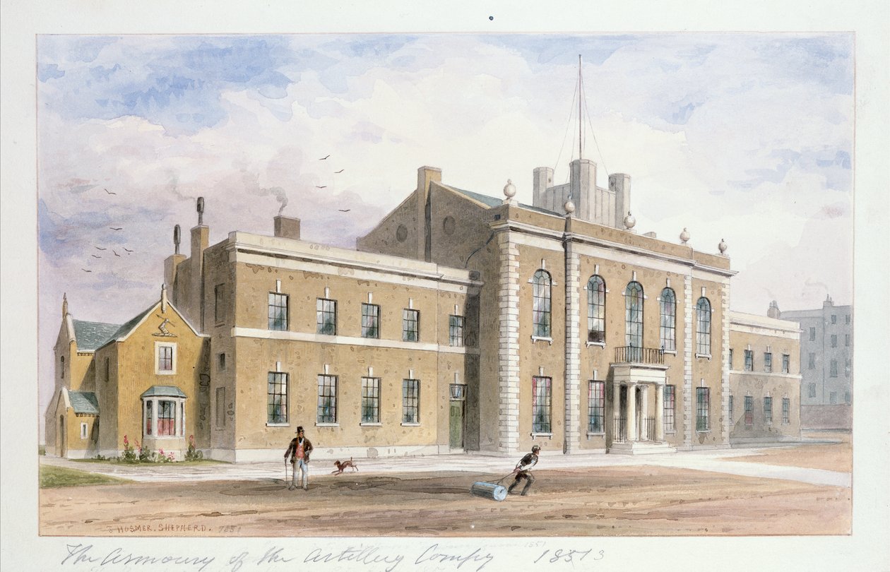 Kraliyet Topçu Evi, Finsbury Meydanı, 1851 (kağıt üzerinde wc) by Thomas Hosmer Shepherd