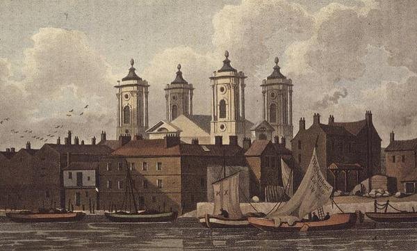 Aziz John Kilisesi, Smith Meydanı (aquatint) by Thomas Hosmer Shepherd