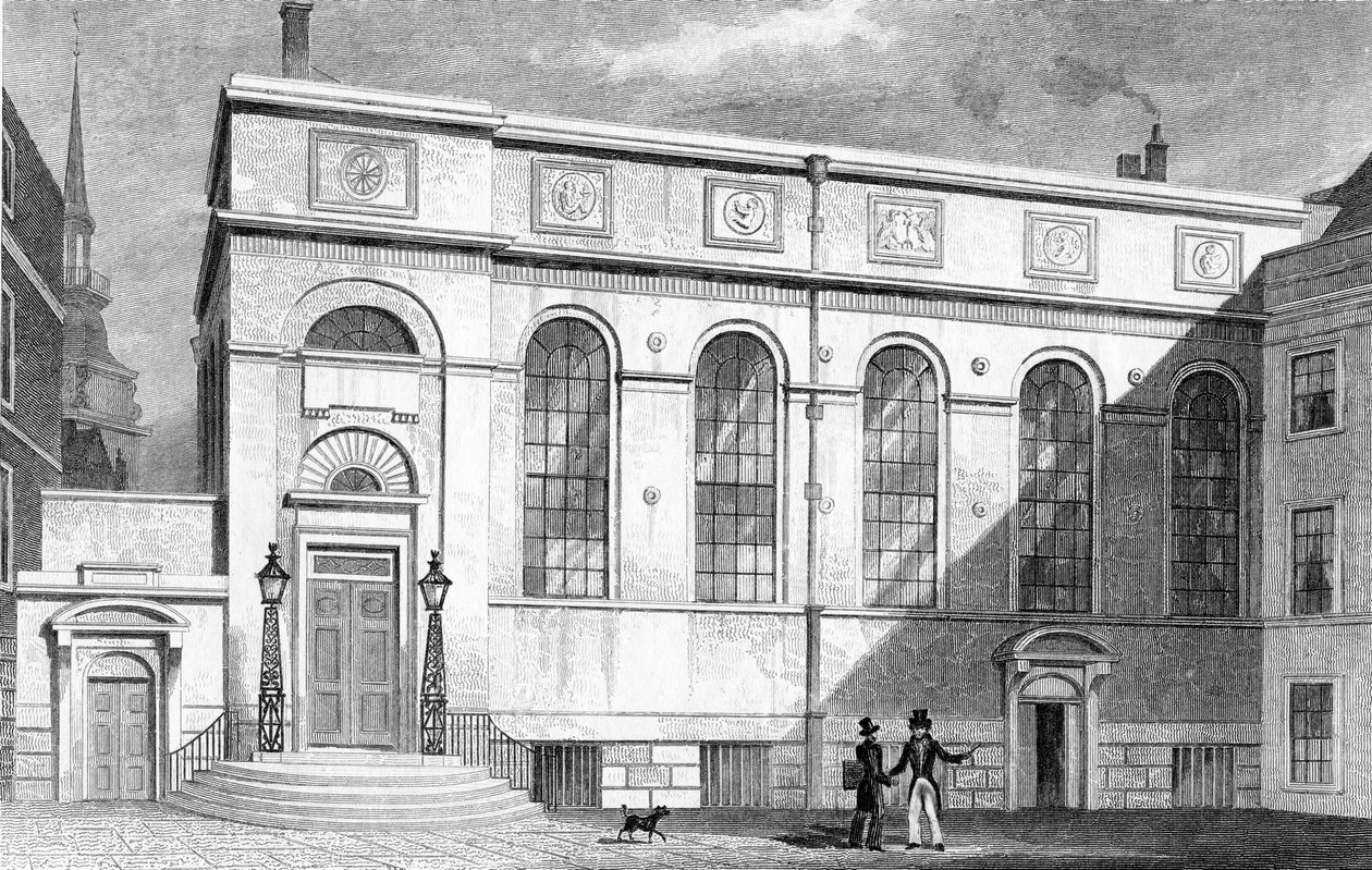 Kırtasiyeciler Salonu, Kırtasiyeciler Salonu Mahkemesi, W. Watkins tarafından oyulmuş, 1830 by Thomas Hosmer Shepherd