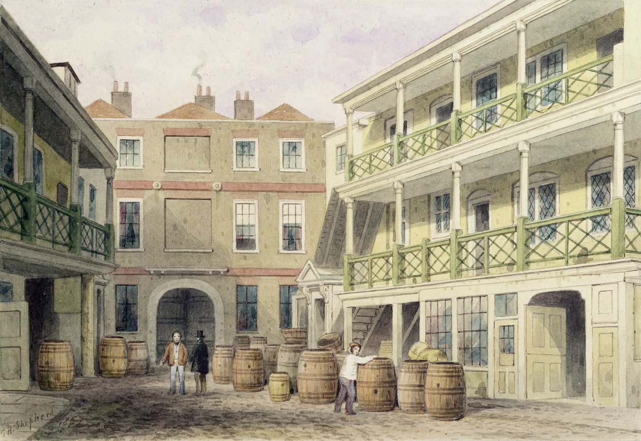 Bell Inn, Aldersgate Caddesi, 1851 by Thomas Hosmer Shepherd
