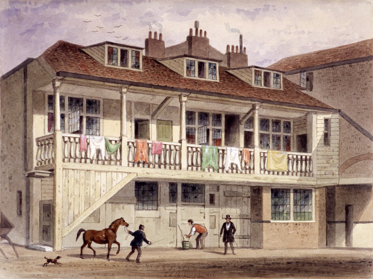 Black Lion Inn, Whitefriars Caddesi, Londra, c1855. by Thomas Hosmer Shepherd