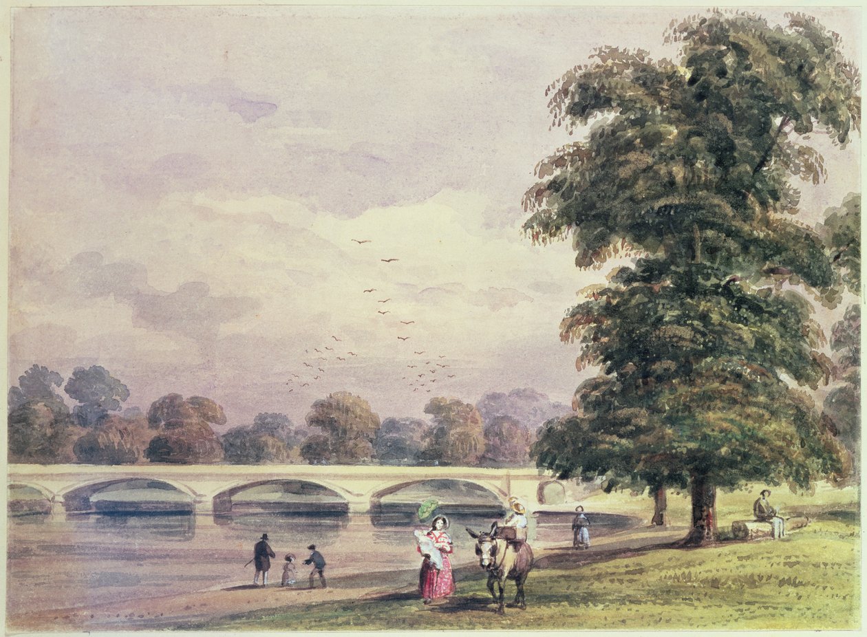 Kensington Bahçeleri ve Hyde Park arasındaki Köprü Serpantin üzerinde by Thomas Hosmer Shepherd