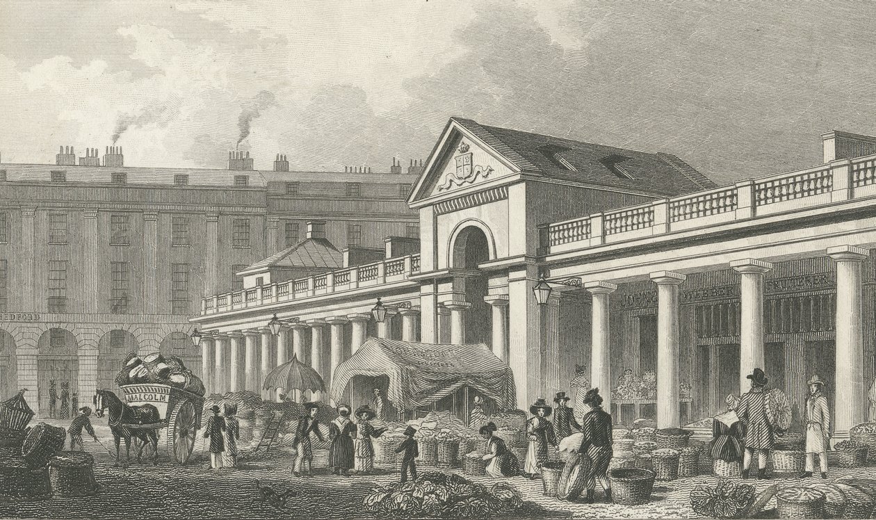 N.W. yeni Covent Garden pazarının cephesi, 1827-30 by Thomas Hosmer Shepherd