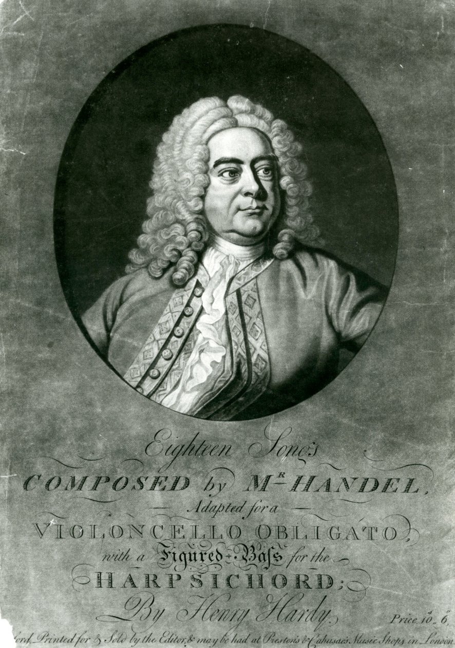 Handel tarafından bestelenen On sekiz Şarkı, Henry Hardy tarafından Klavsen ile bir Viyolonsel Zorunluluğuna uyarlanmış (mezzotint gravür) by Thomas Hudson