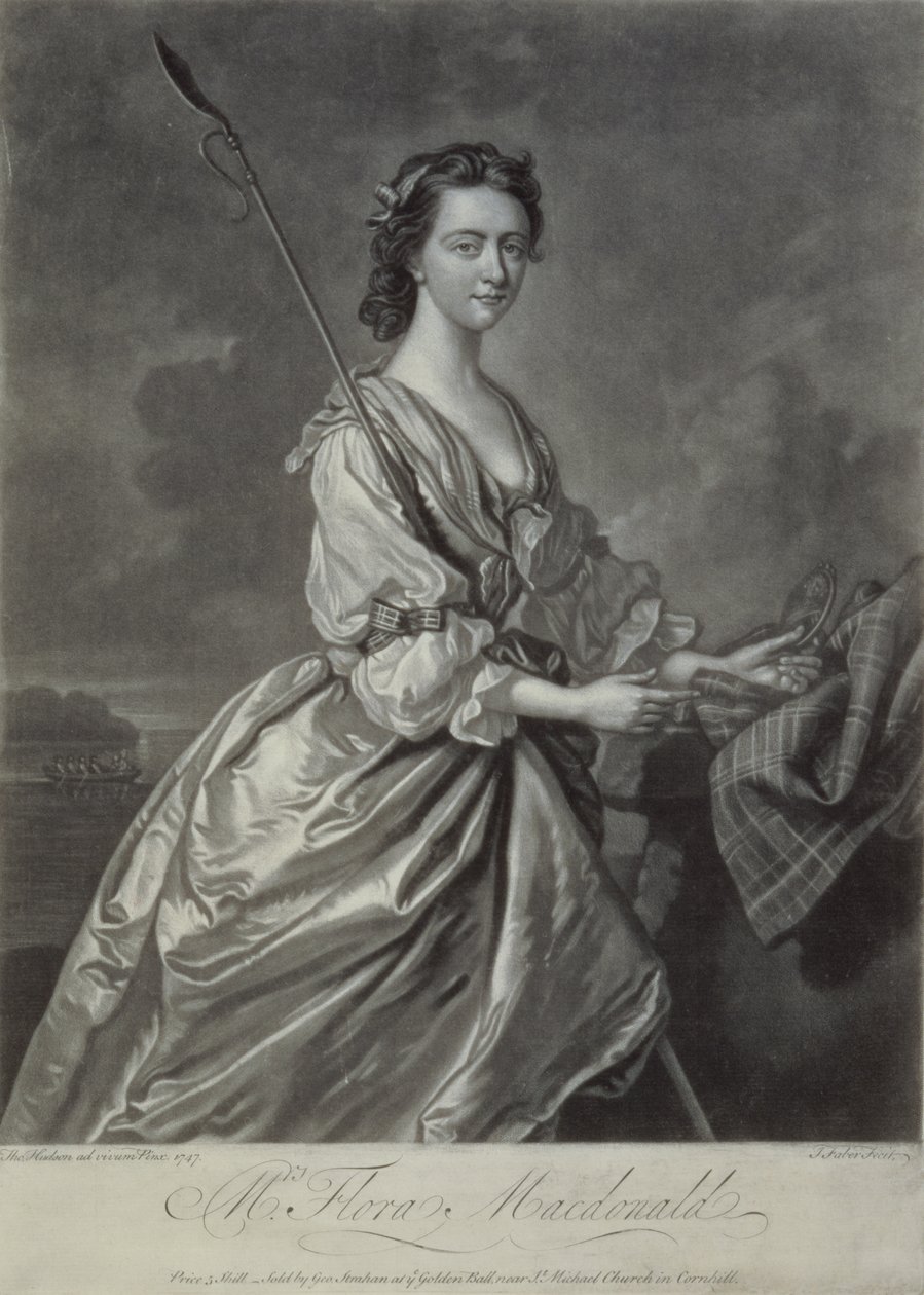 Flora MacDonald (1722-90), J. Faber tarafından oyulmuş, 1747 (mezzotint gravür) by Thomas Hudson
