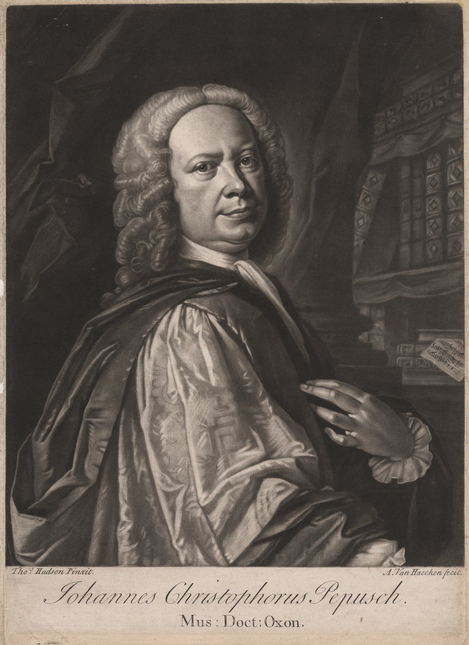 Johannes Christophorus Pepusch, Alexander van Haecken (1701-58) tarafından oyulmuş, c.1735 (mezzotint) by Thomas Hudson