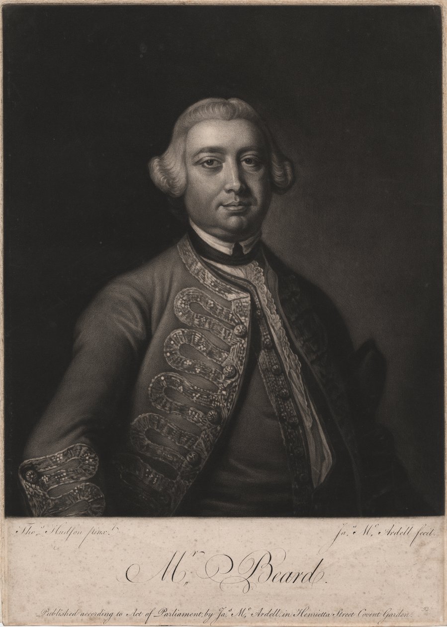 Bay Beard, James McArdell (c.1729-65), 1764 (mezzotint) tarafından oyulmuş by Thomas Hudson