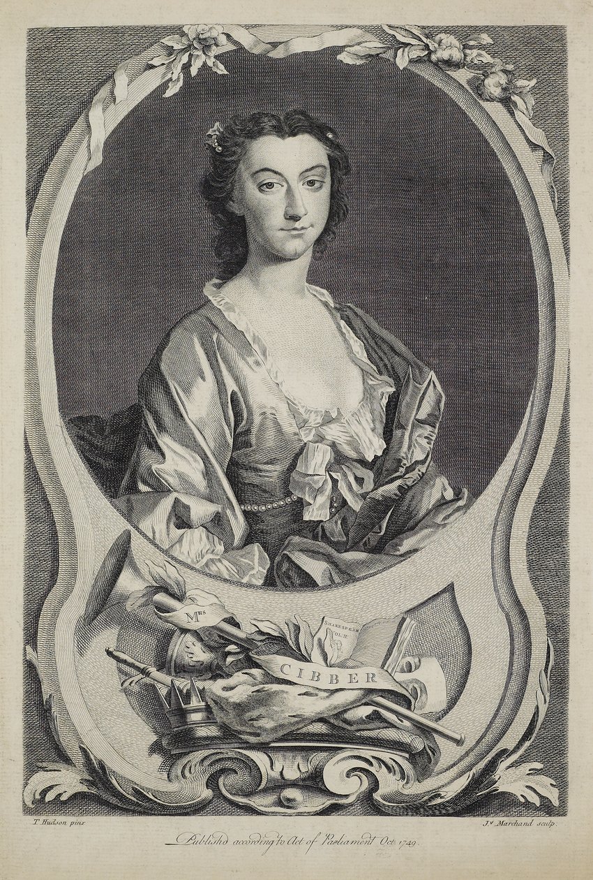 Bayan Cibber, J. Marchand (fl.1749), 1749 tarafından oyulmuş by Thomas Hudson