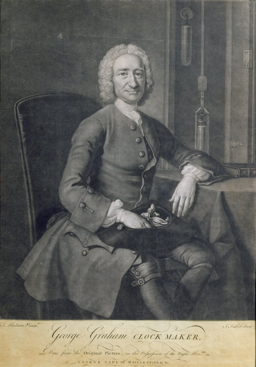 John Faber (1684-1756) tarafından oyulmuş George Graham (1673-1751) Saatçi portresi by Thomas Hudson