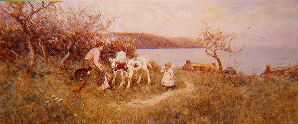 buzağıları beslemek by Thomas James Lloyd