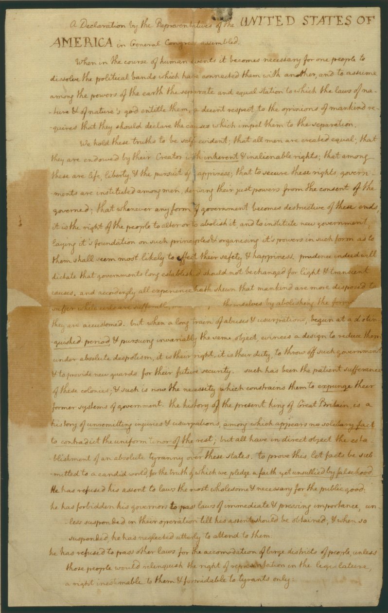 Bağımsızlık Bildirgesi Taslağı, 4 Temmuz 1776 by Thomas Jefferson
