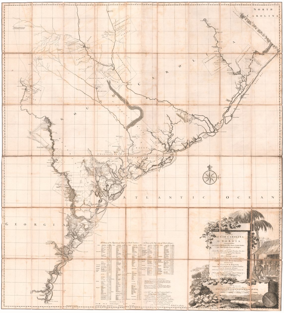 Güney Carolina Haritası ve Georgia'nın Bir Kısmı, De Brahm by Thomas Jefferys