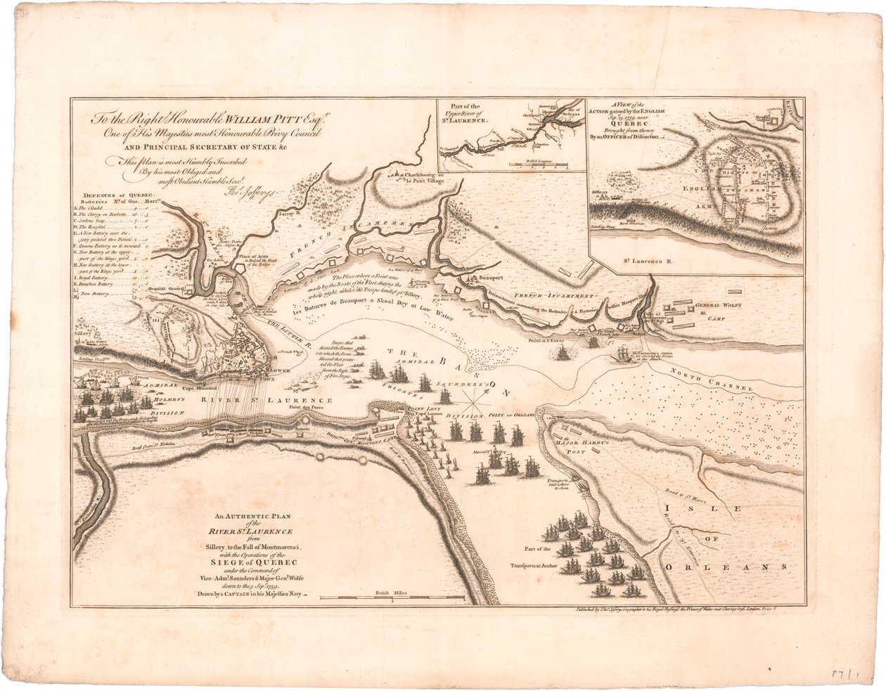 Jeffreys tarafından St. Laurence Nehri Planı by Thomas Jefferys