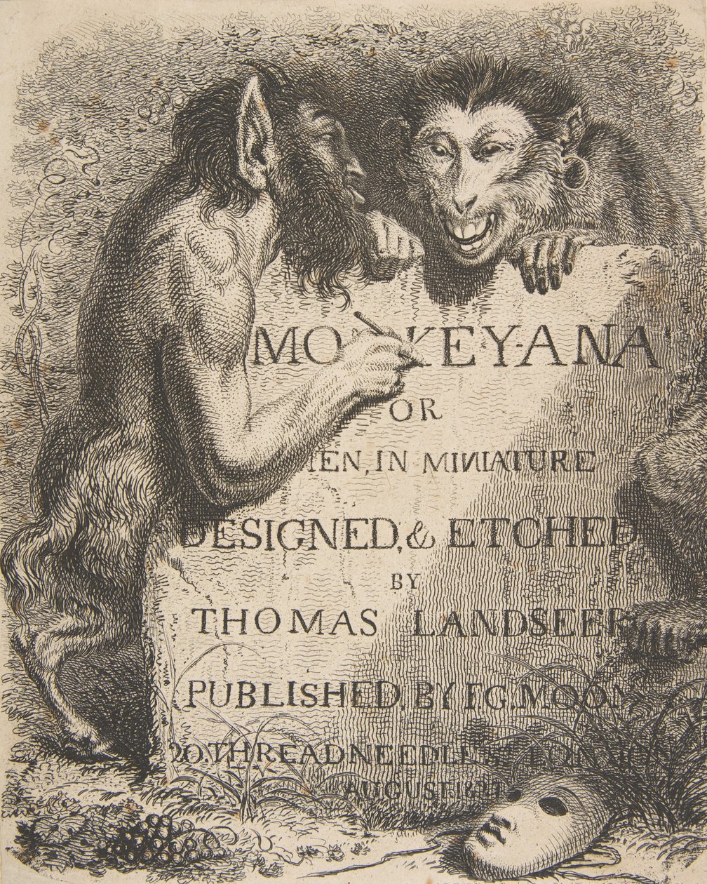 Başlık Sayfası: Minyatürde Maymun-Ana veya Erkekler, 1 Aralık 1827., 1 Aralık 1827. by Thomas Landseer