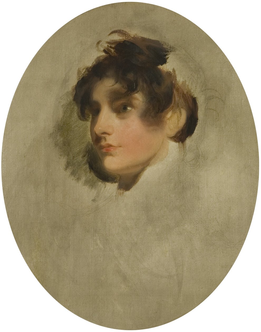 Genç Bir Kadının Başı, c.1800-05 (tuval üzerine yağlı boya) by Thomas Lawrence
