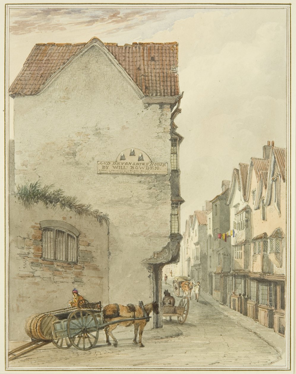 Arka Sokak, Güneye bakıyor (kağıt üzerine suluboya) by Thomas Leeson the Elder Rowbotham