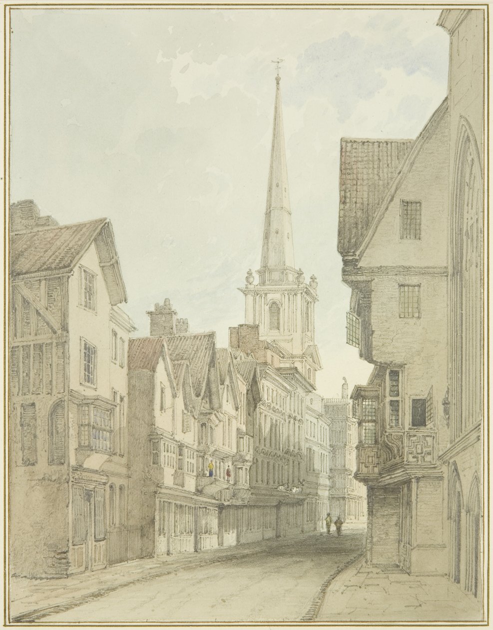 Broad Street (kağıt üzerine sulu boya) by Thomas Leeson the Elder Rowbotham