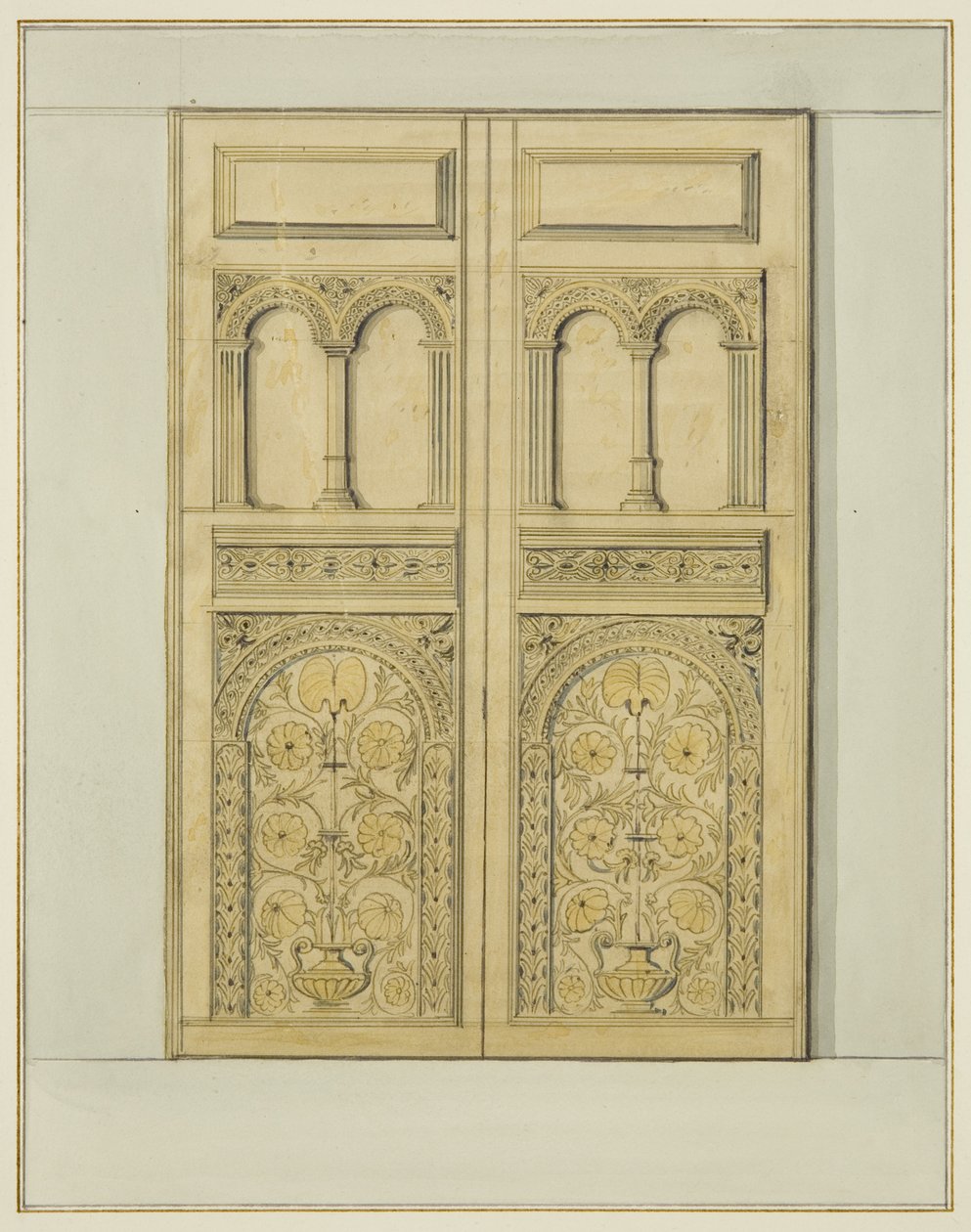 Oyma İç Kapı Kulesi Girişi, St John Kilisesi (kağıt üzerine sulu boya) by Thomas Leeson the Elder Rowbotham