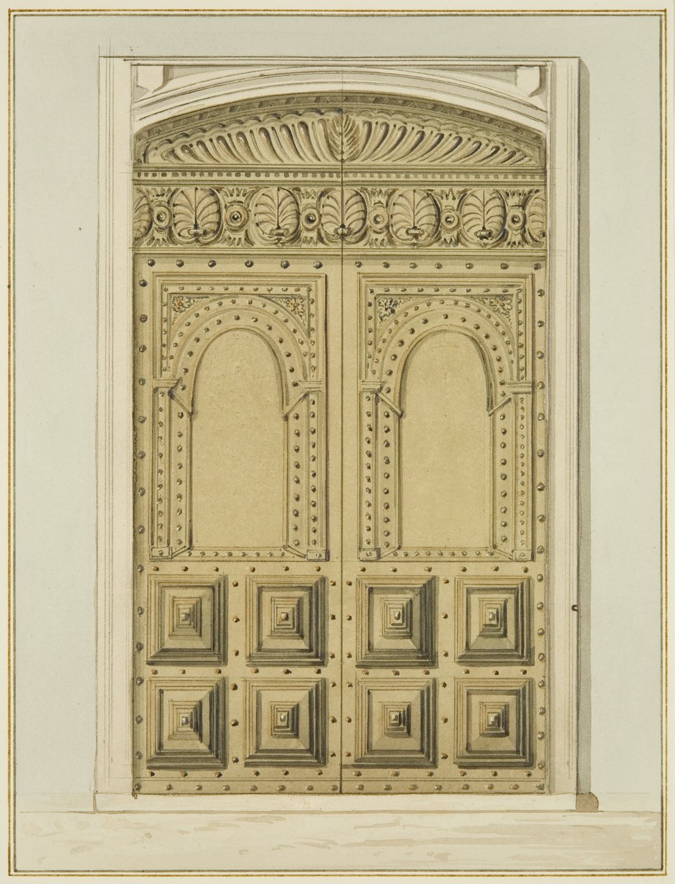 Altar, St John Kilisesi yakınında Oyma İç Kapı (kağıt üzerine suluboya) by Thomas Leeson the Elder Rowbotham