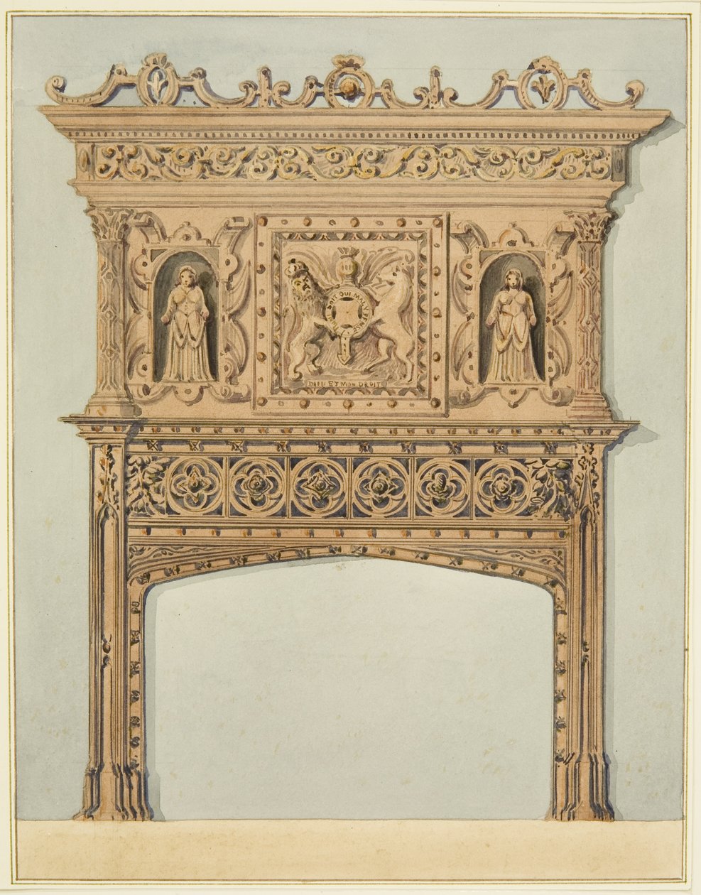 Darphanenin Büyük Odasındaki baca, şimdi Aziz Petrus Hastanesi (kağıt üzerine suluboya) by Thomas Leeson the Elder Rowbotham