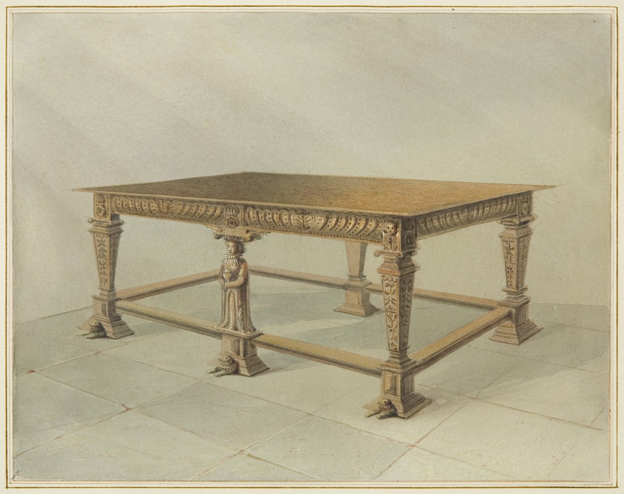 Eski Meşe Komünyon Tablosu, St John Kilisesi (kağıt üzerine suluboya) by Thomas Leeson the Elder Rowbotham