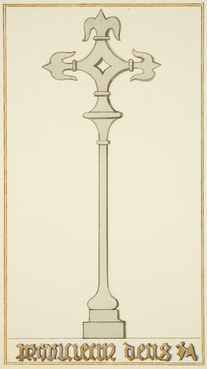 Aziz John Kilisesi Mahzenindeki eski Mezar Taşı üzerinde çapraz (kağıt üzerine suluboya) by Thomas Leeson the Elder Rowbotham