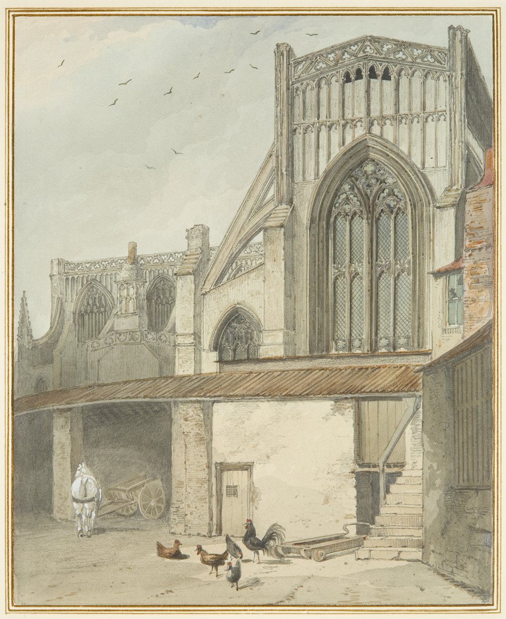 St Mary Redcliffe Kuzey Transeptinin Sonu (kağıt üzerine suluboya) by Thomas Leeson the Elder Rowbotham