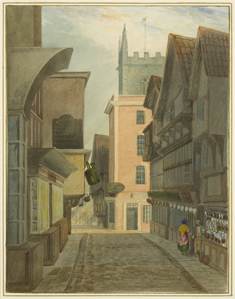 Mary-le-Port Caddesi (kağıt üzerine sulu boya) by Thomas Leeson the Elder Rowbotham