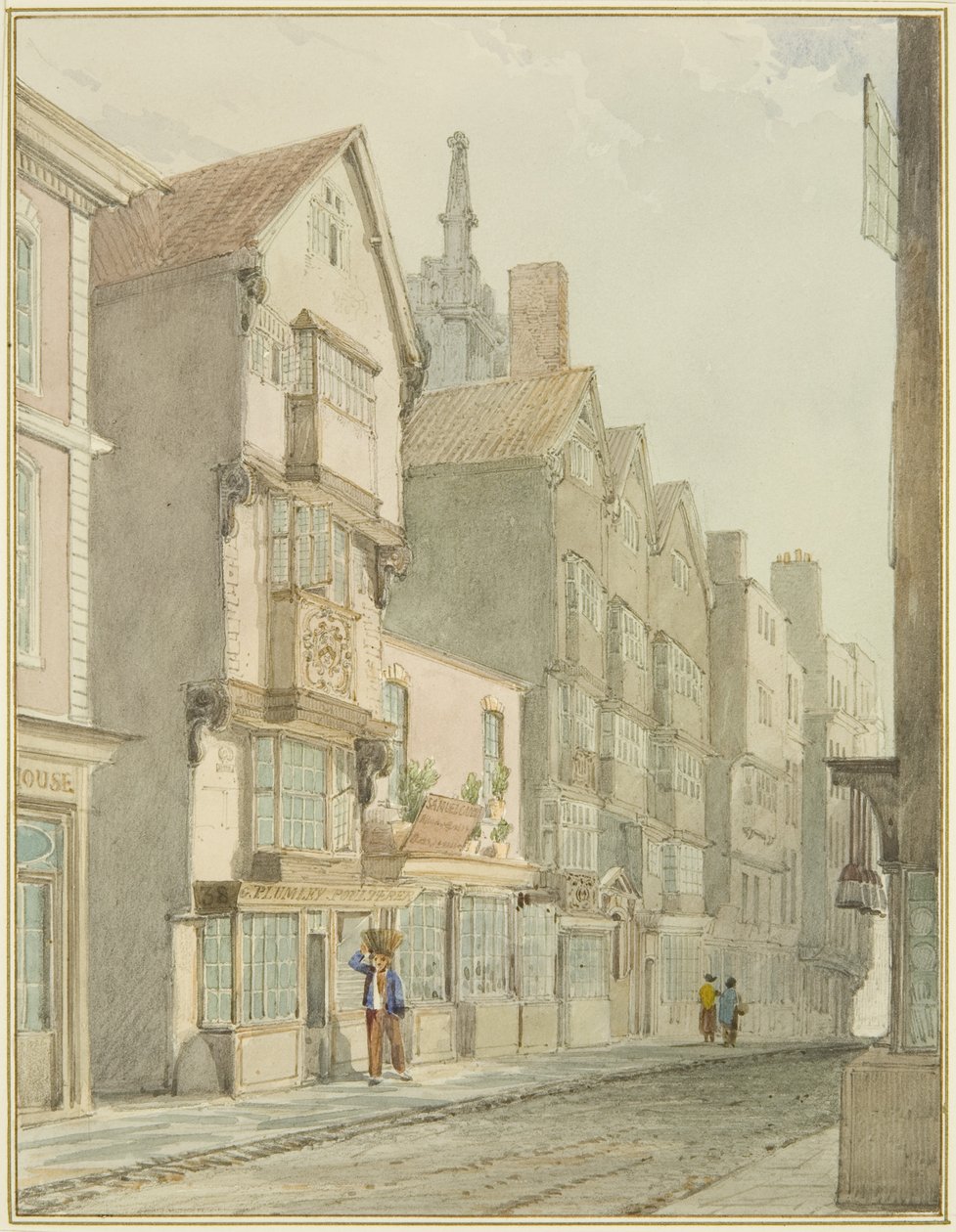 Mary-le-Port Caddesi (kağıt üzerine sulu boya) by Thomas Leeson the Elder Rowbotham