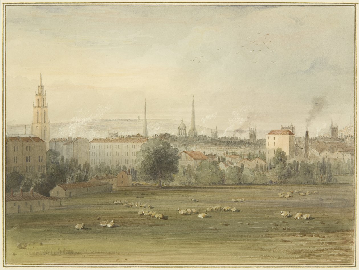 Bristol silüeti manzaralı Stokes Croft yakınında (1810
