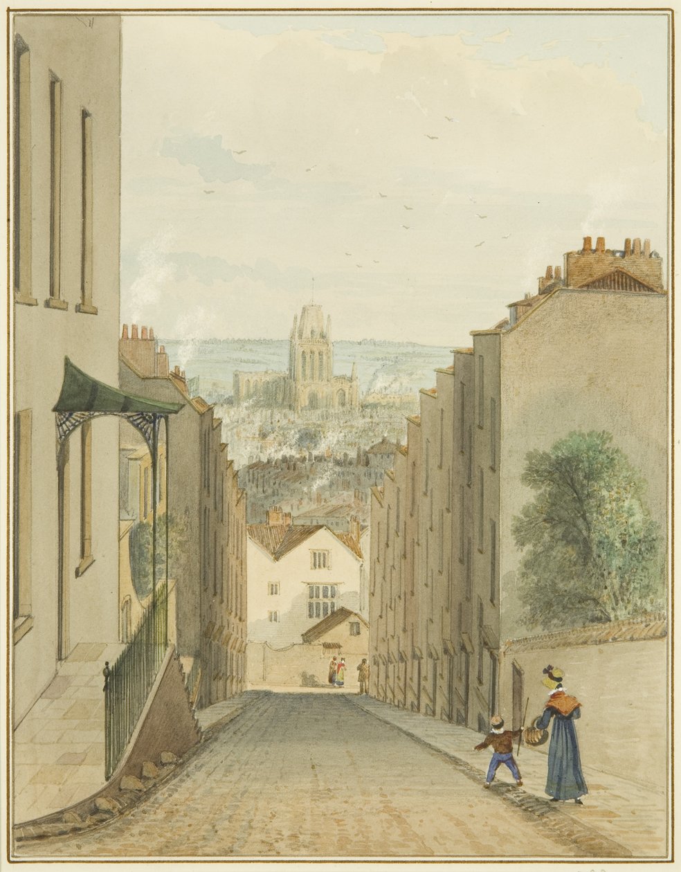 View from the top of Lodge Street (watercolor on paper) by Thomas Leeson the Elder Rowbotham