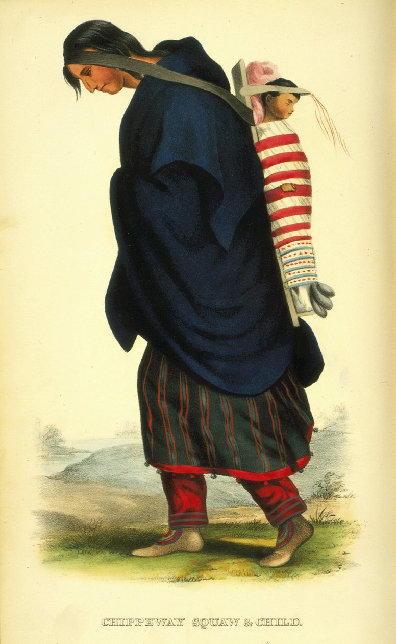 Chippeway squaw ve çocuk, 1848 (el renginde taş) by Thomas Loraine McKenney