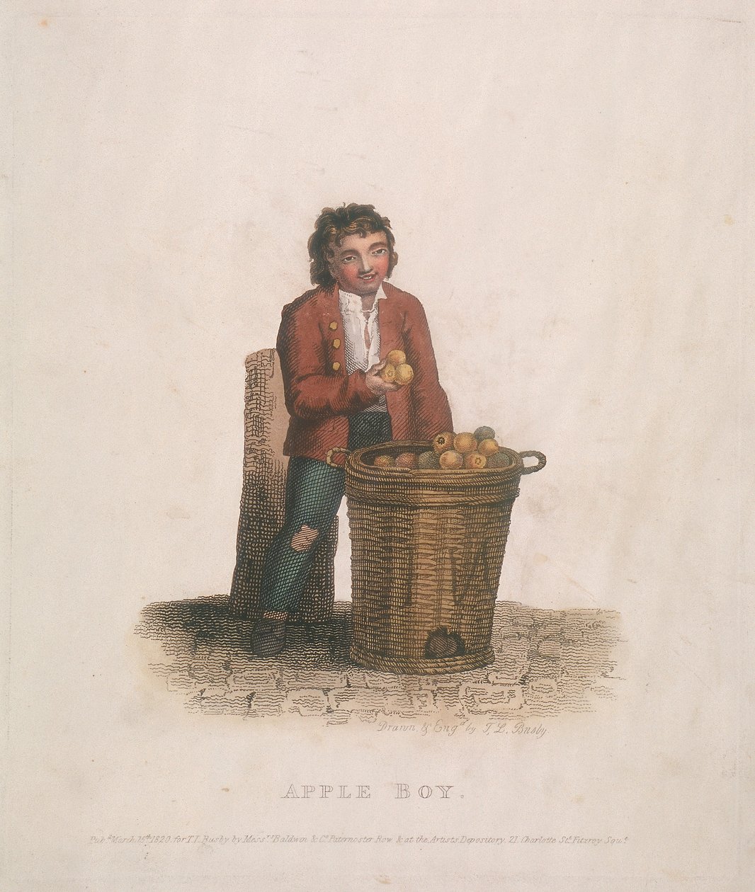 Büyük bir meyve sepetiyle elma satıcısı, 1820 by Thomas Lord Busby