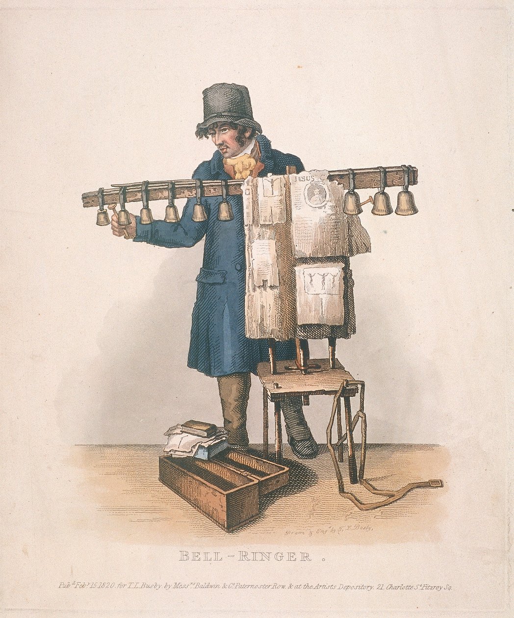 Çanları için standlı zil çalan kişi, 1820 by Thomas Lord Busby