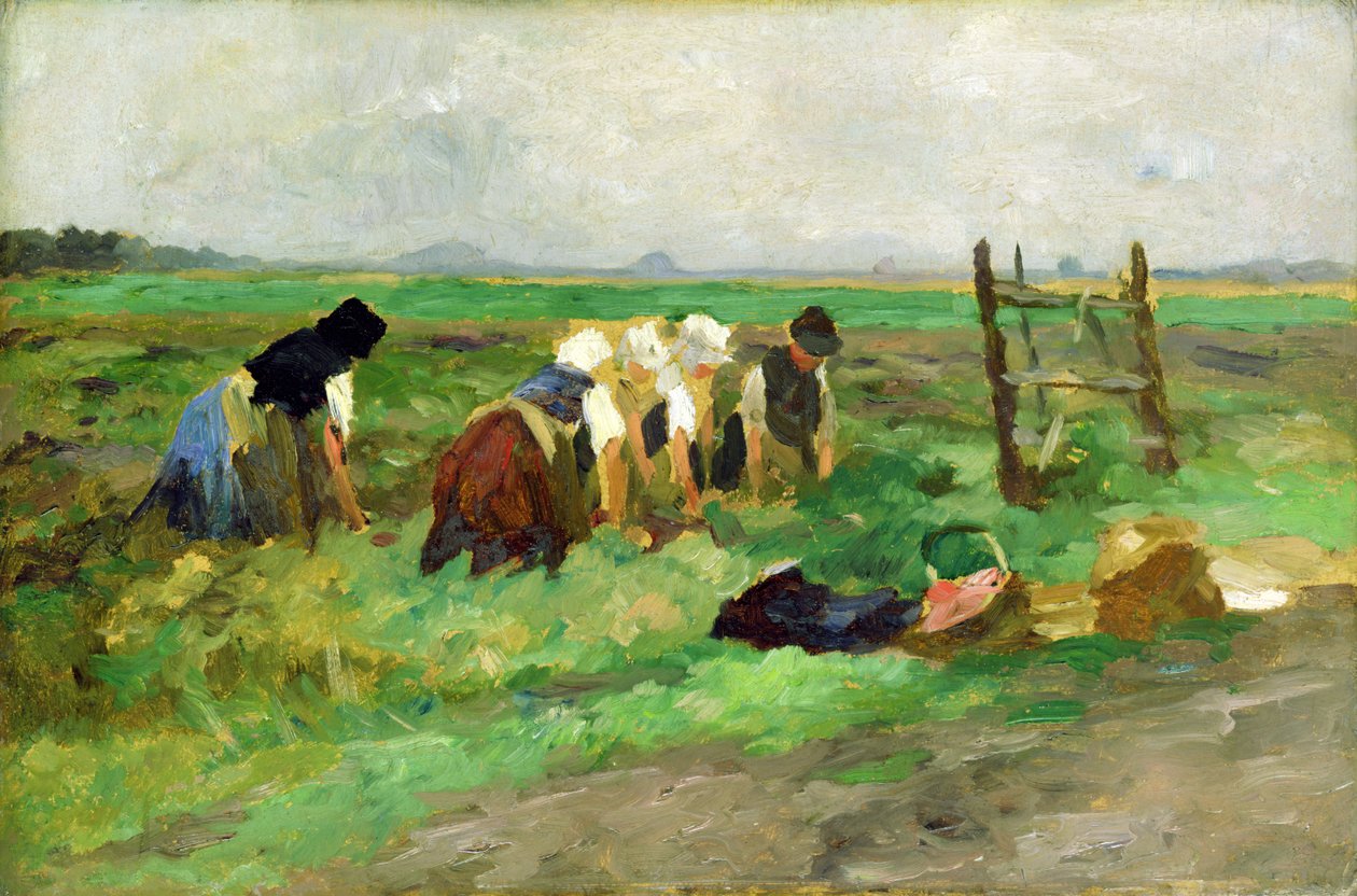 Saha Çalışanları, c.1900 (karton üzerine yağlı boya) by Thomas Ludwig Herbst