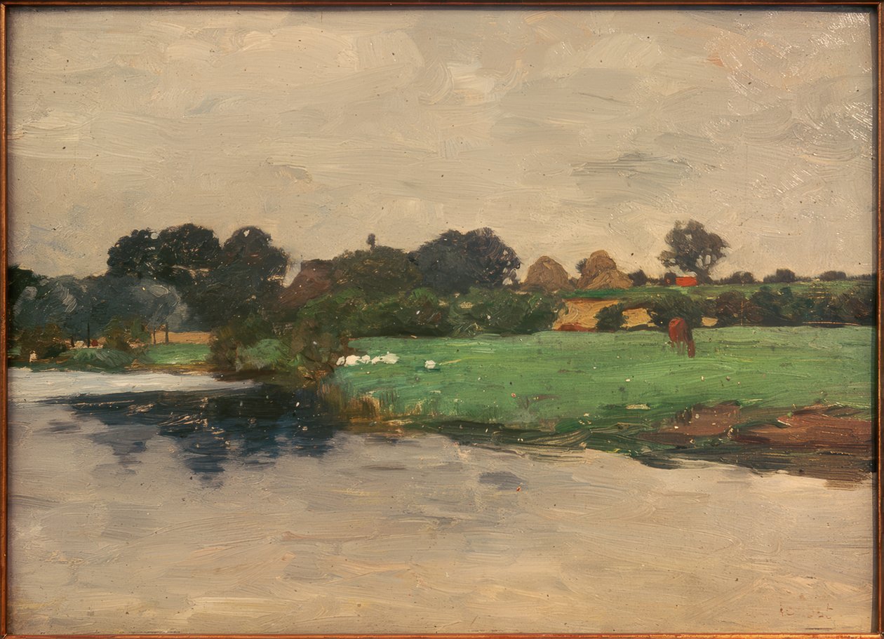 Hamburg yakınlarındaki nehir manzarası by Thomas Ludwig Herbst