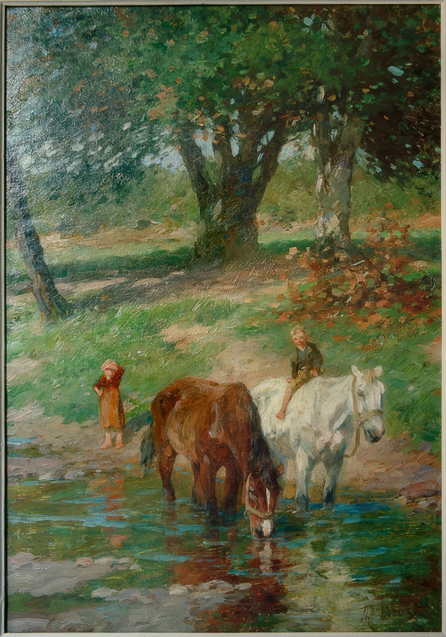 Atlar içme noktasında by Thomas Ludwig Herbst