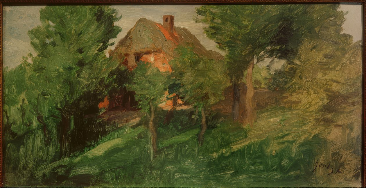 ağaçların arkasında kırmızı ev by Thomas Ludwig Herbst