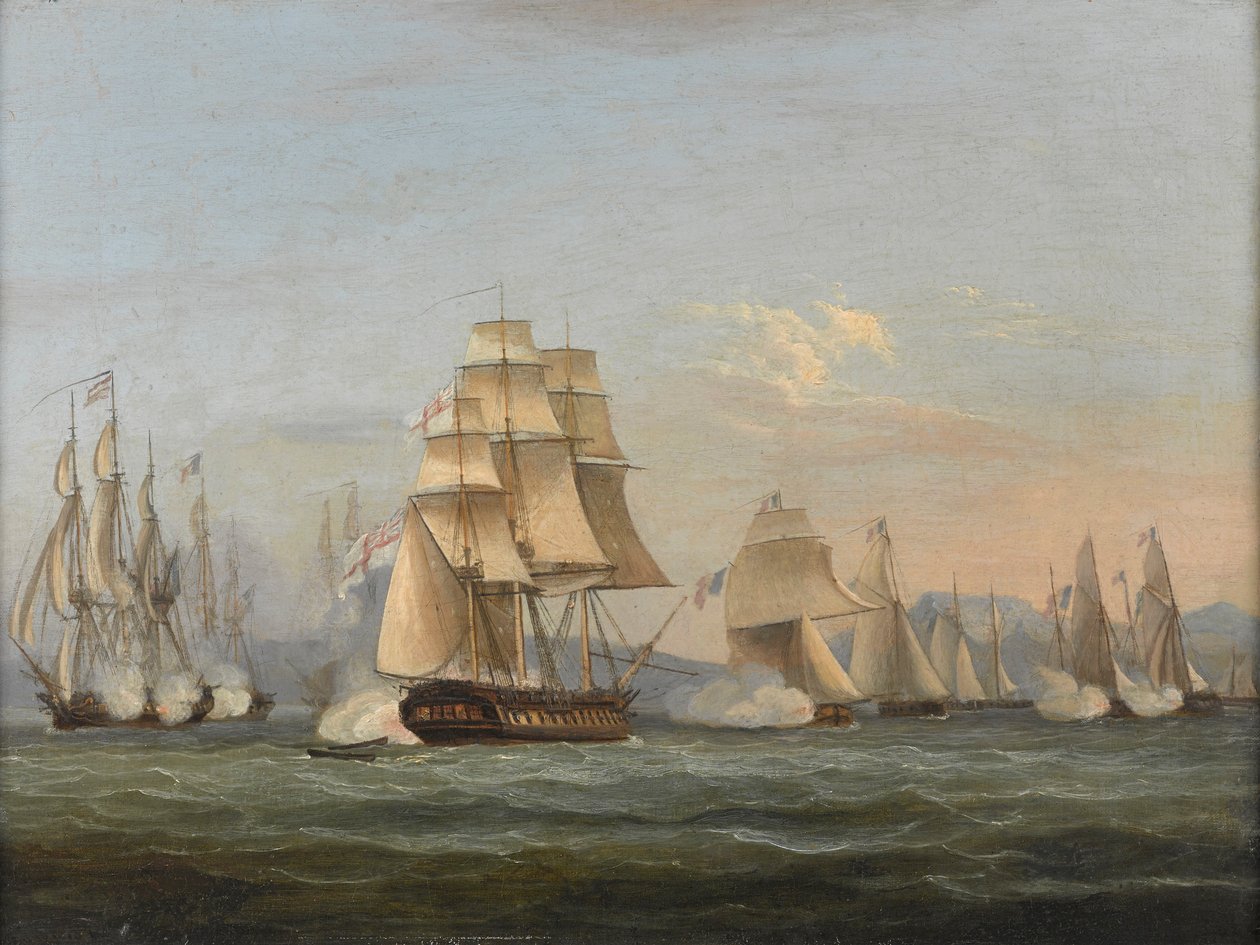 HMS Spartan & French Fırkateynleri: Hareketin Başlangıcı, 3 Mayıs 1810 (Napoli Körfezi) (tuval üzerine yağlı boya) by Thomas Luny