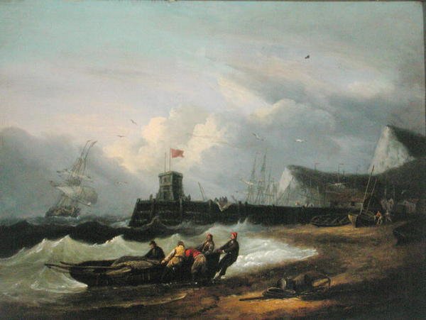 Dover Limanı Açıklarında Bir Tekneyi Karaya Çekmek by Thomas Luny