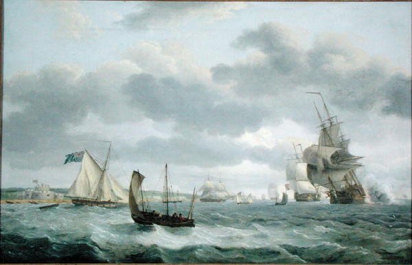 Dover Açıklarında Bir Esinti İçinde Savaş Adamları ve Diğer Gemiler by Thomas Luny