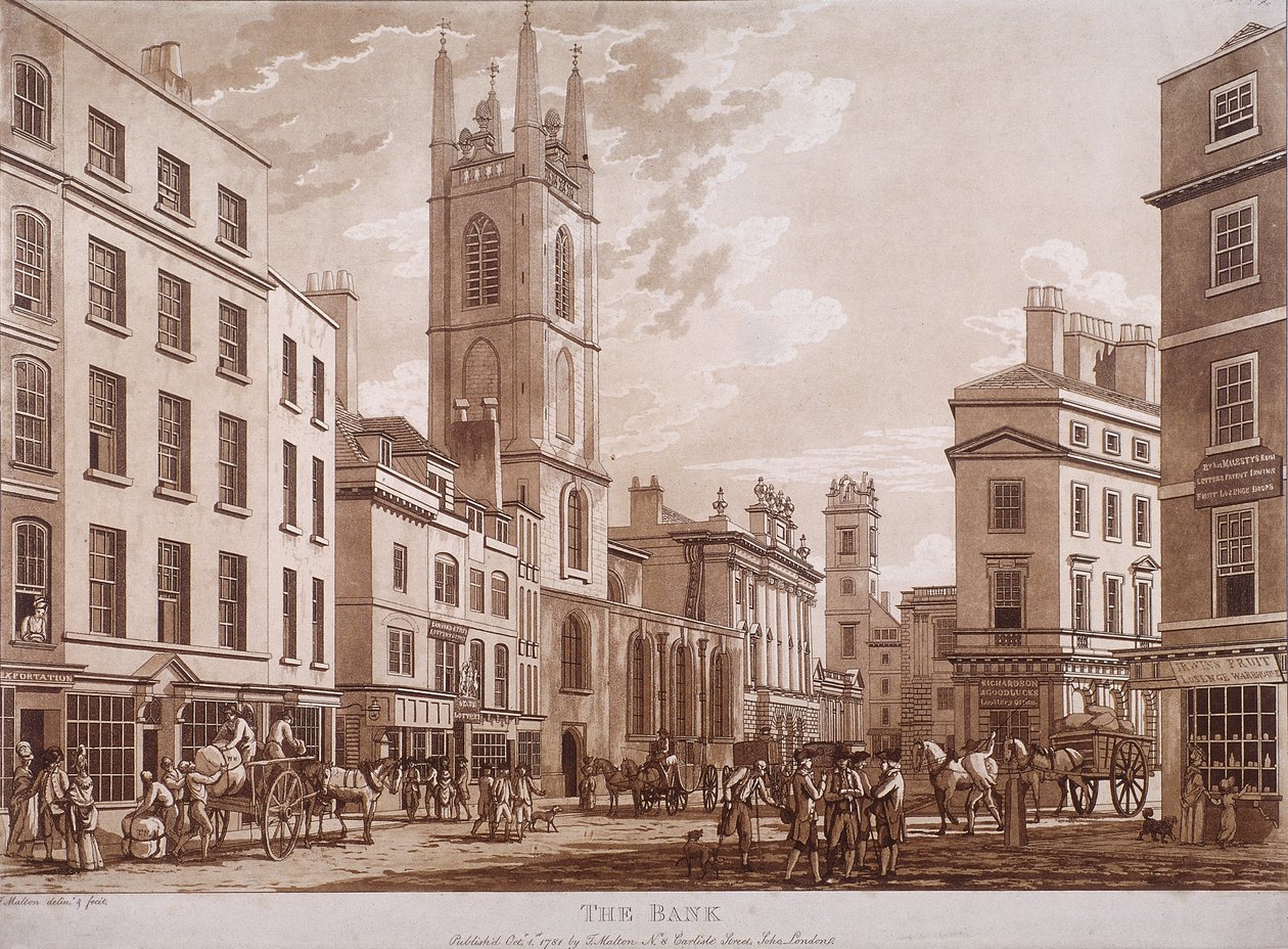 İngiltere Bankası, Threadneedle Caddesi, Londra, 1781 by Thomas Malton II