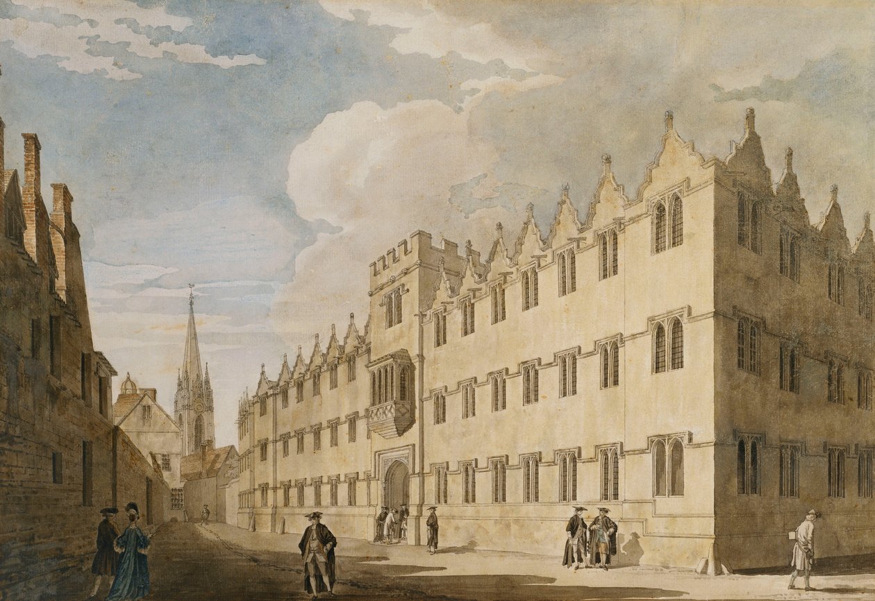 Oriel Koleji, Oxford, Uzaktaki Aziz Mary Kilisesi ile, by Thomas Malton Jnr.