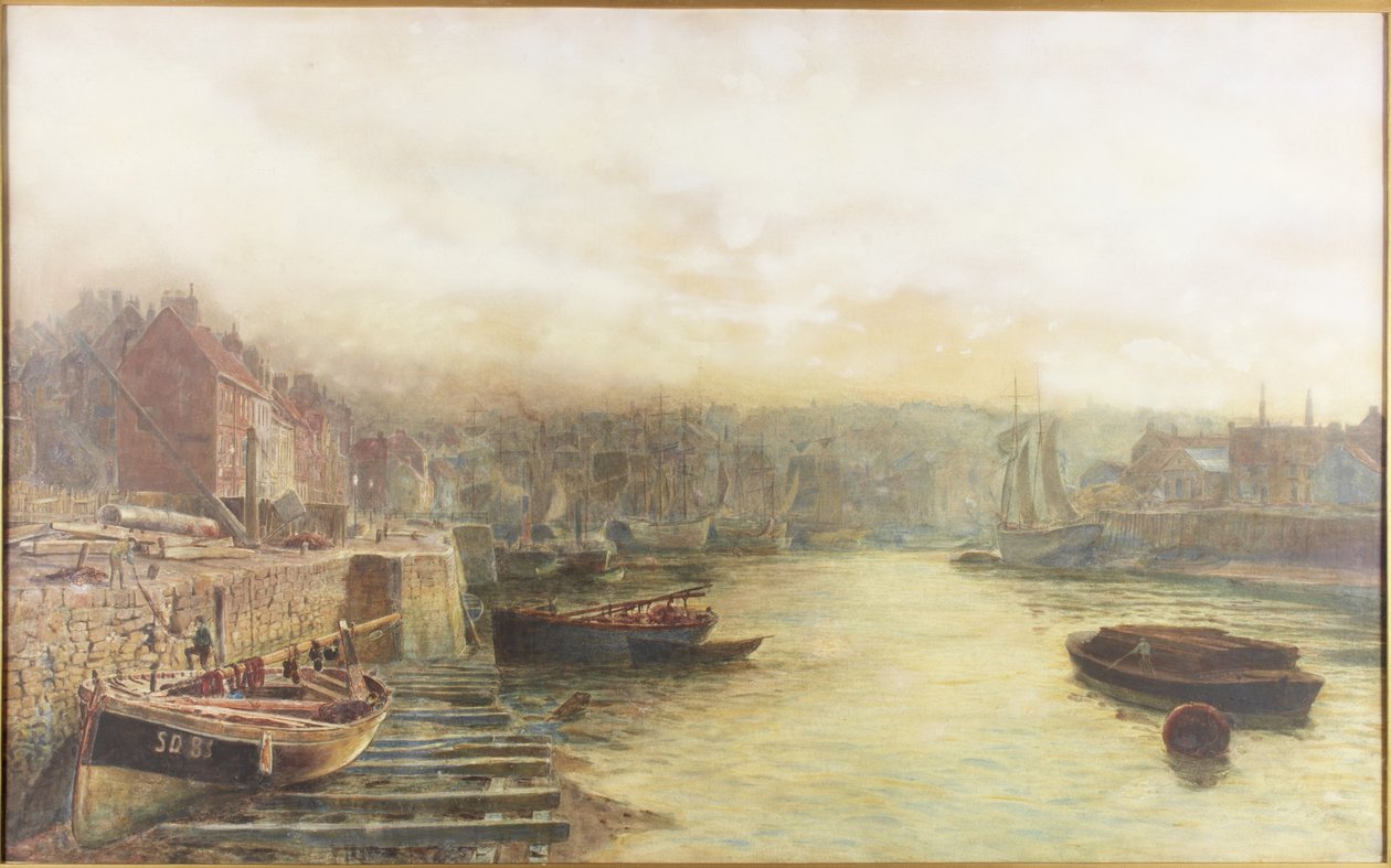 River Wear, North Bank Gümrük Binasından Batıya Bakıyor (kağıt üzerine suluboya) by Thomas Marie Madawaska Hemy