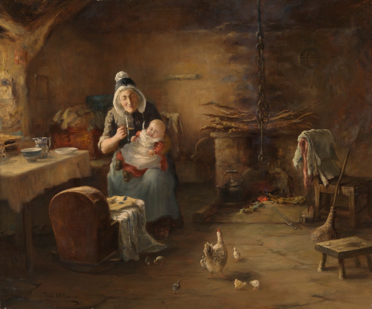 Bir Köylü Kulübesinin İçi (tuval üzerine yağlıboya) by Thomas McEwan