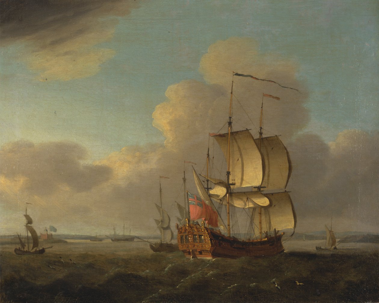 Thames Estuary'de Nakliye by Thomas Mellish
